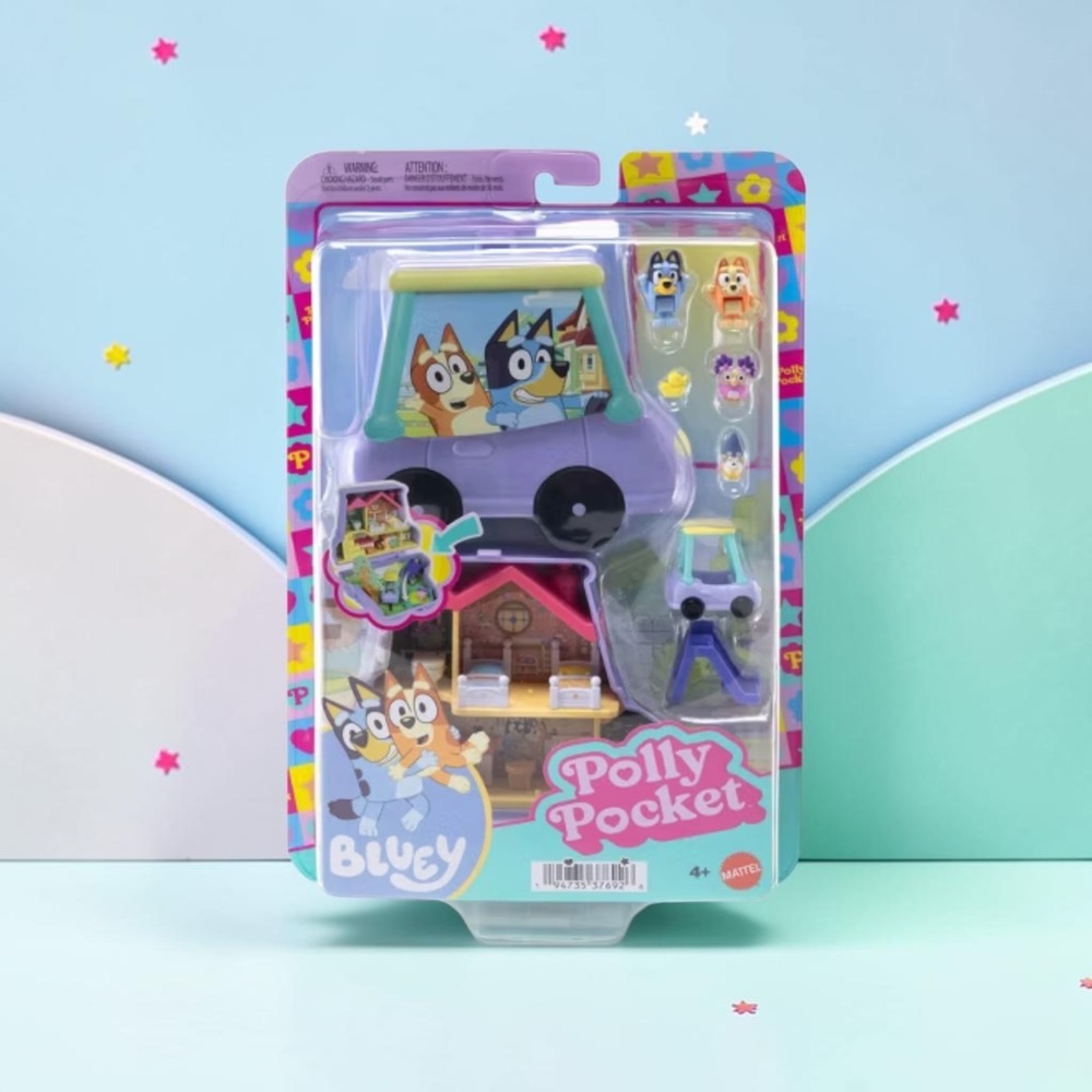 Polly Pocket Micro Bluey Compact  Playset Including 7 Accessories  Bluey & Bingo